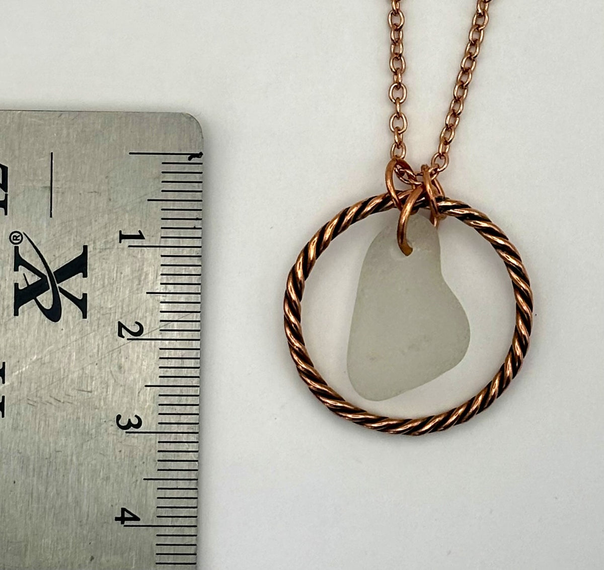 Twisted copper hoop and sea glass necklace