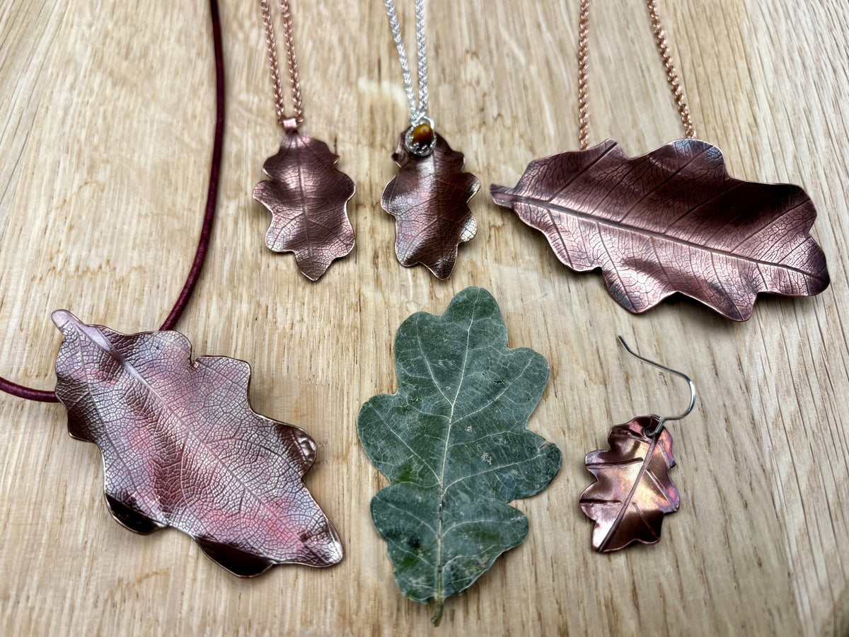 Copper Oak Leaf Earrings