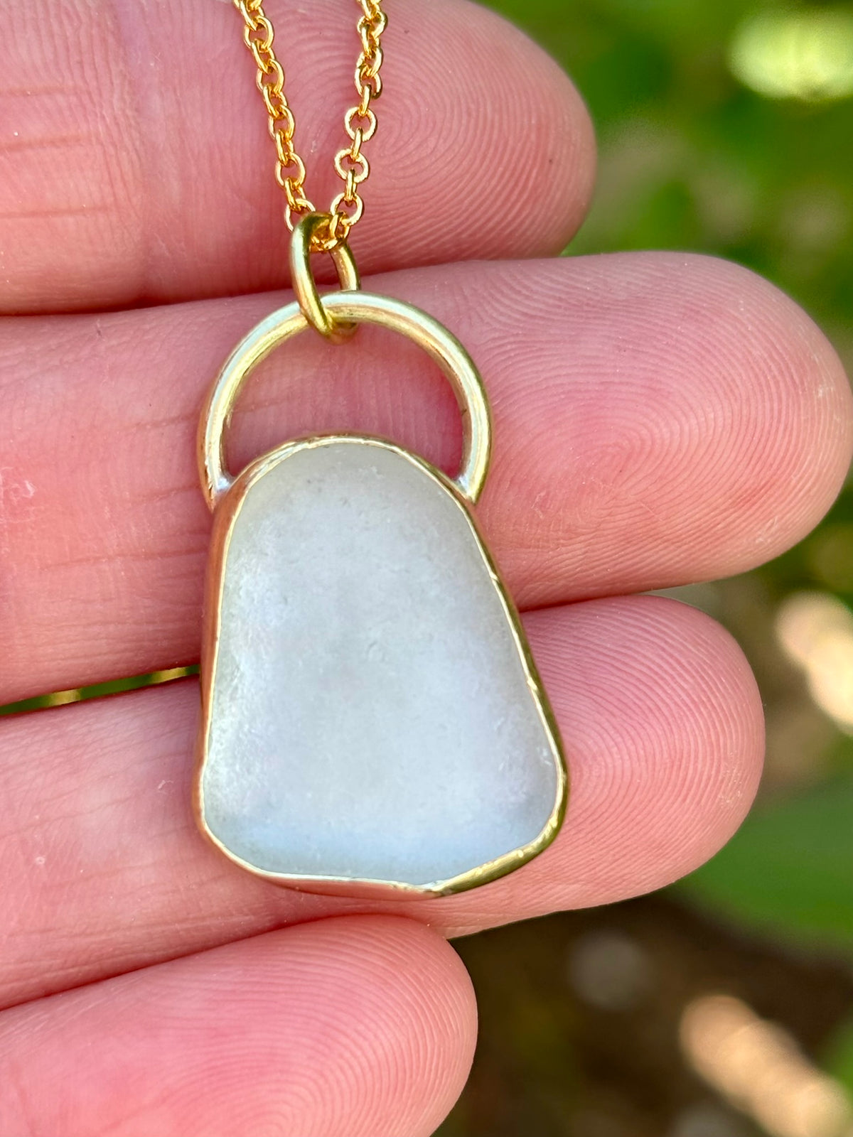 Brass encased sea glass necklace