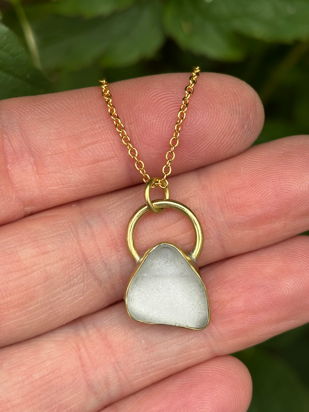 Brass encased sea glass necklace