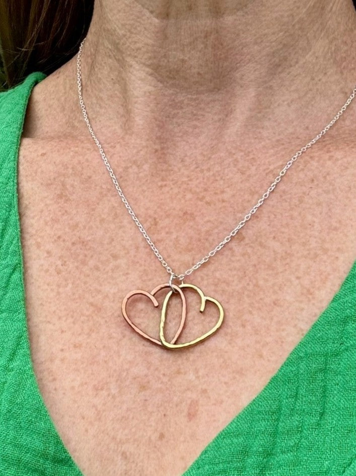 Little hammered hearts necklace