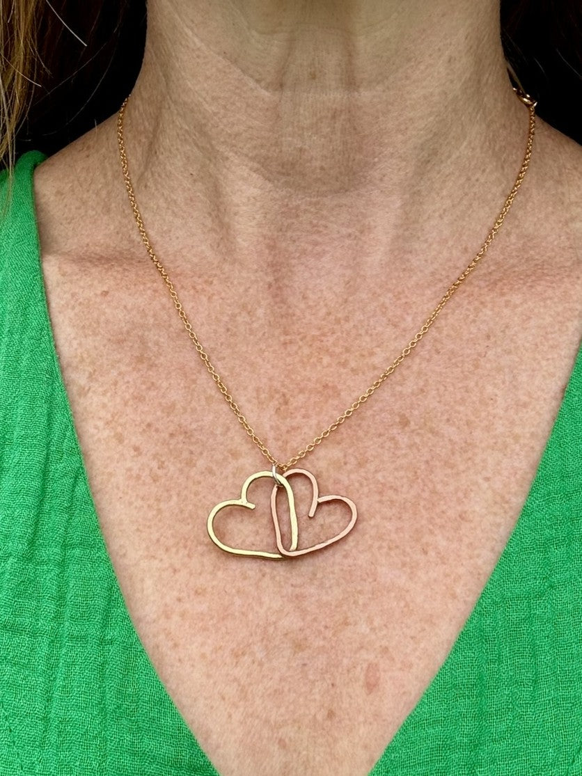 Little hammered hearts necklace