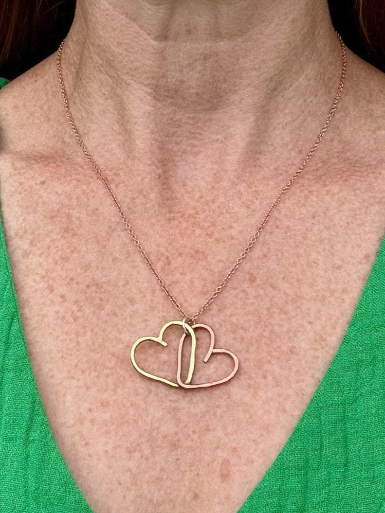 Little hammered hearts necklace