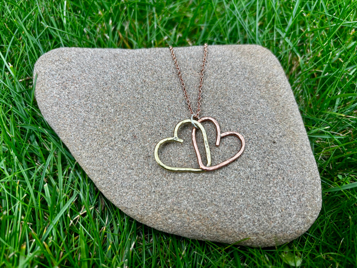 Little hammered hearts necklace