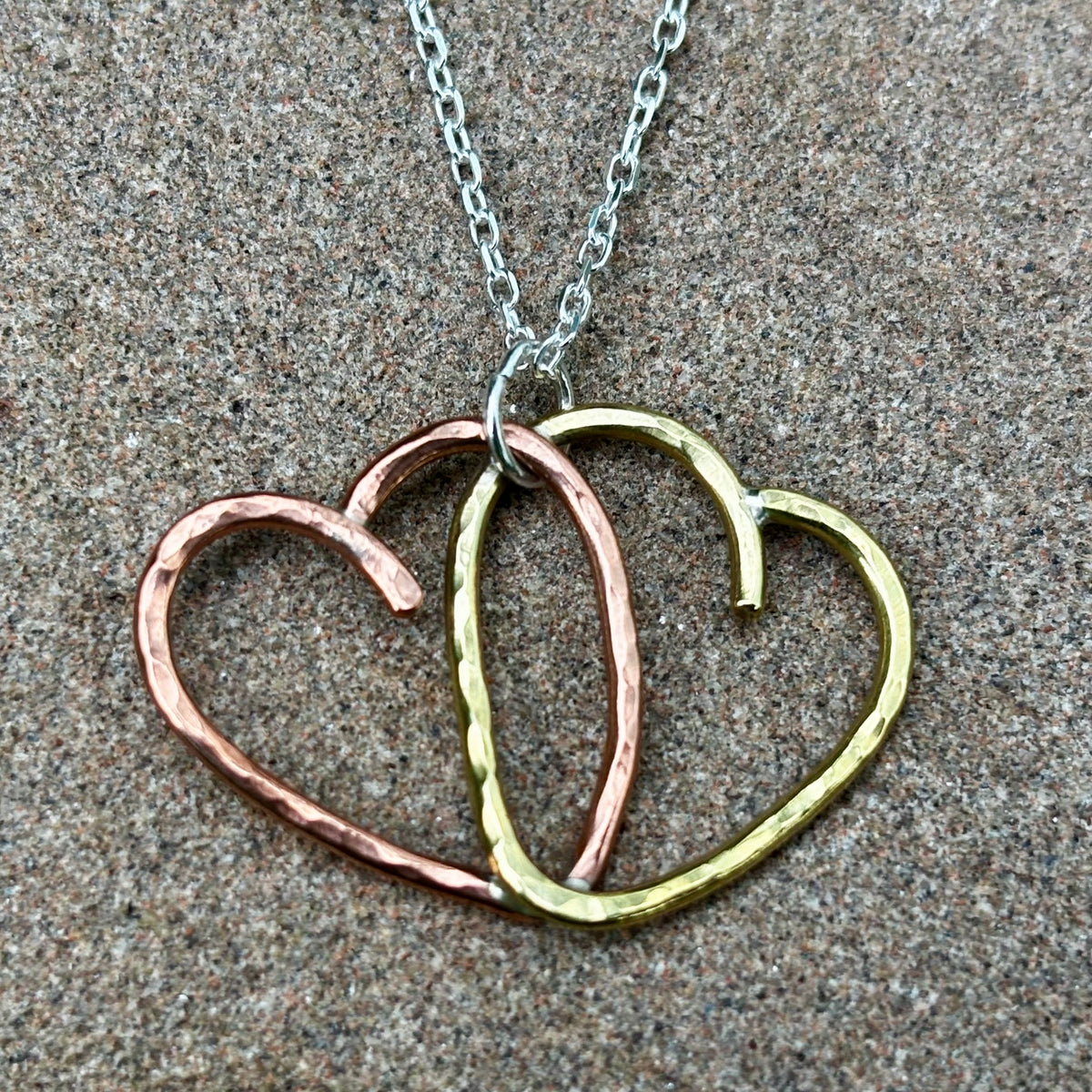 Little hammered hearts necklace