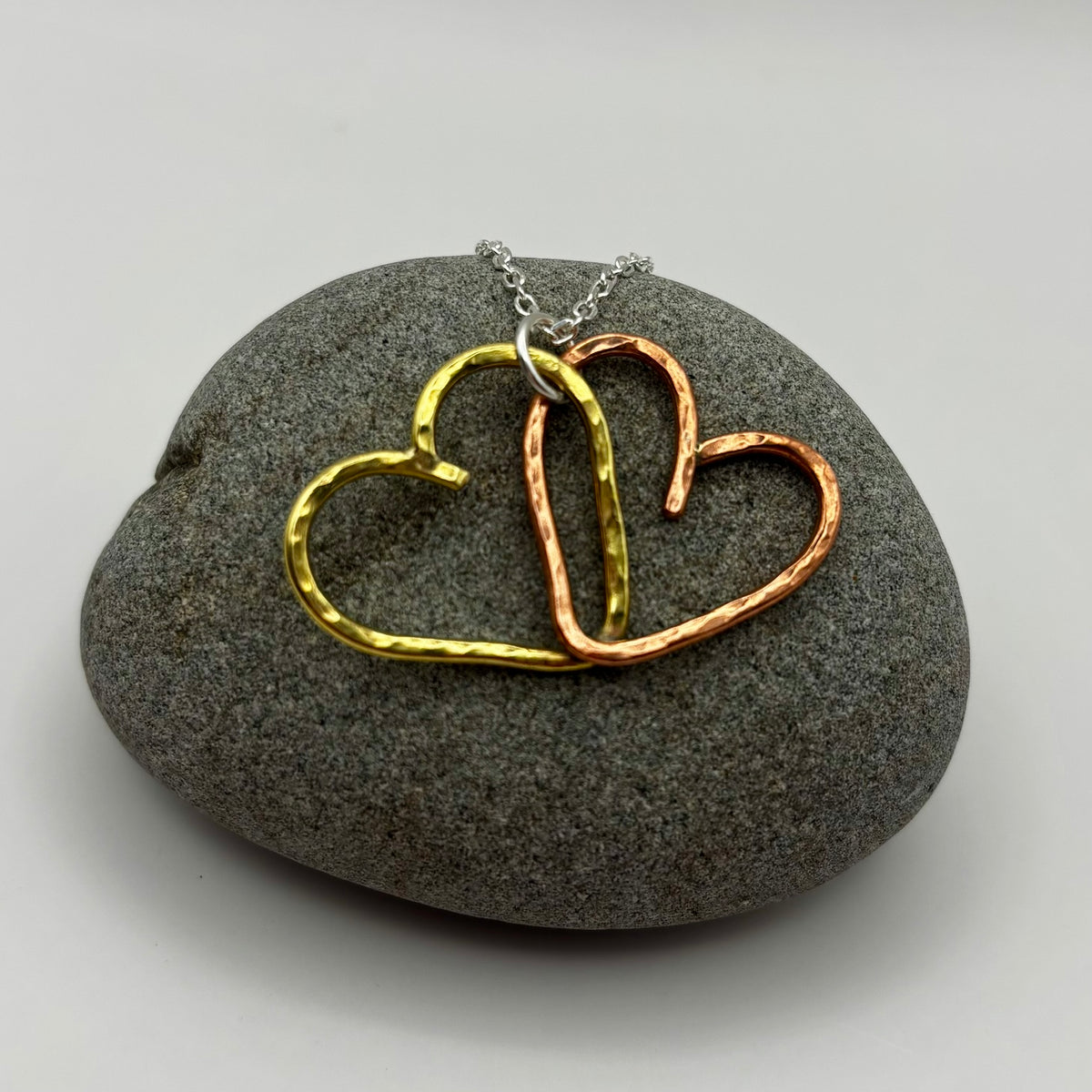 Little hammered hearts necklace