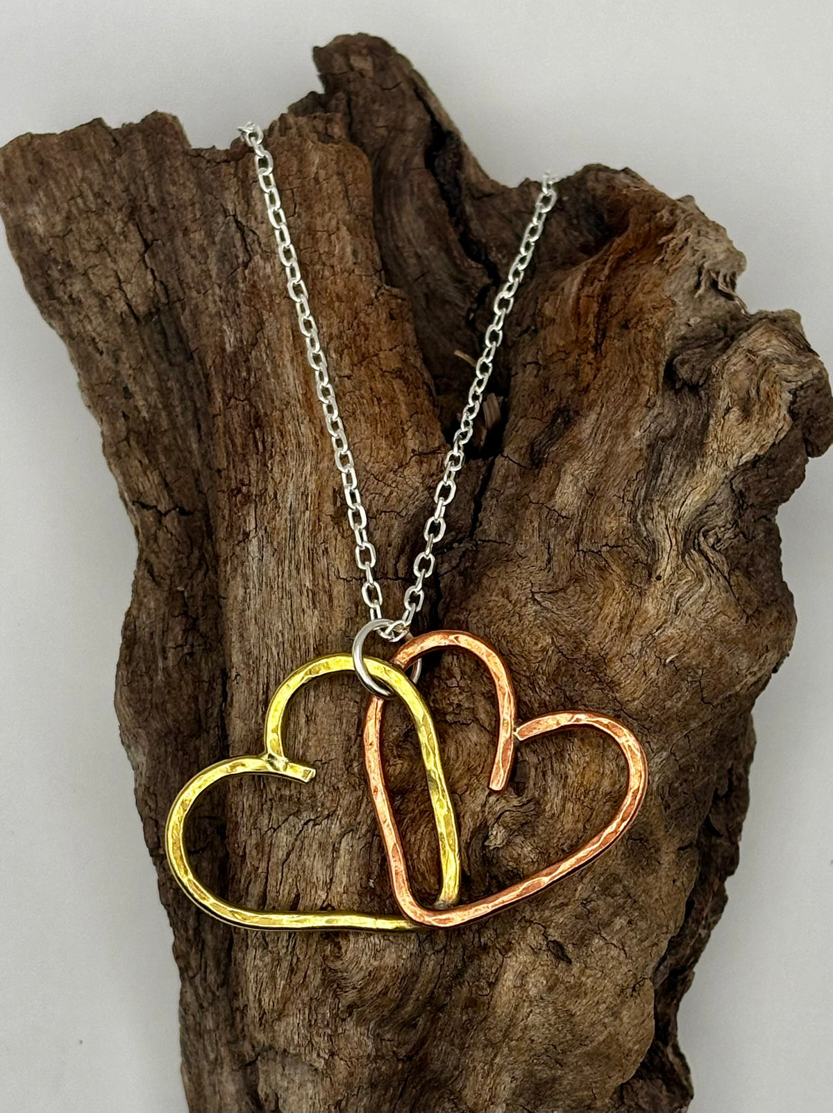 Little hammered hearts necklace