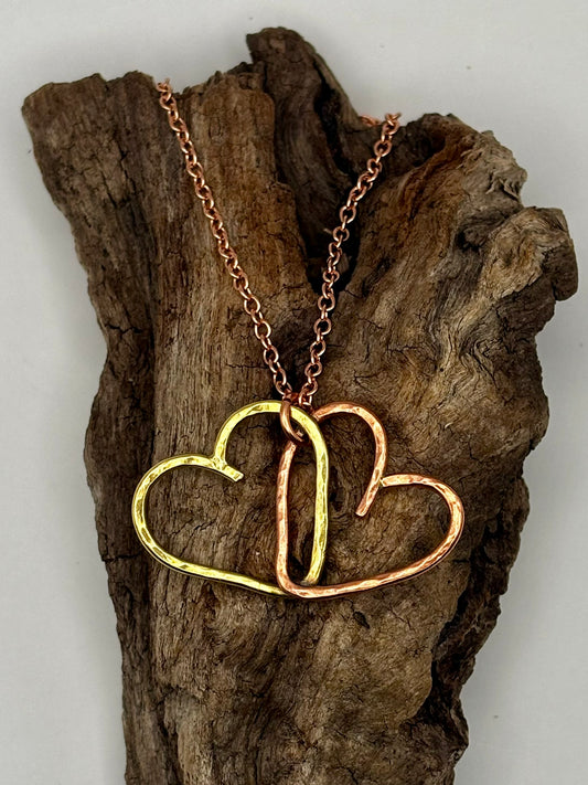 Little hammered hearts necklace