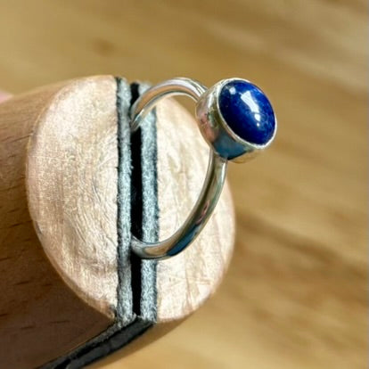 Lapis Lazuli Silver Ring, UK Size M (September birthstone)