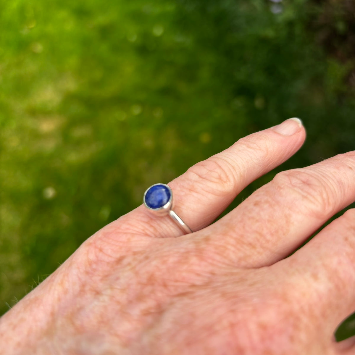 Lapis Lazuli Silver Ring, UK Size M (September birthstone)