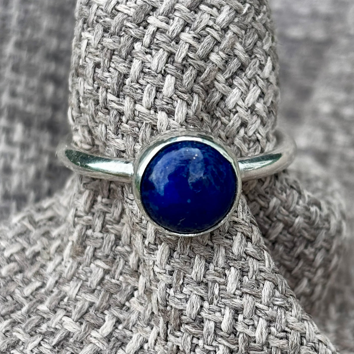 Lapis Lazuli Silver Ring, UK Size M (September birthstone)