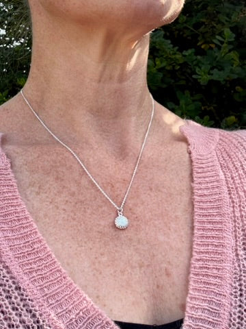 White Opal and Silver Necklace (October birthstone)
