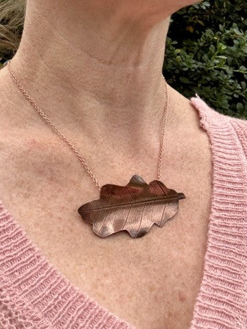 Copper Oak Leaf Statement Necklace – wear 3 ways