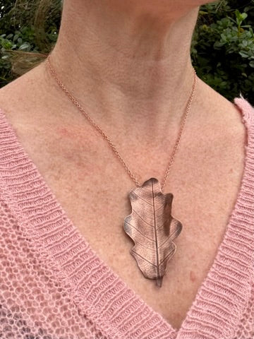 Copper Oak Leaf Statement Necklace – wear 3 ways