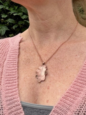 Little Copper Oak Leaf Necklace