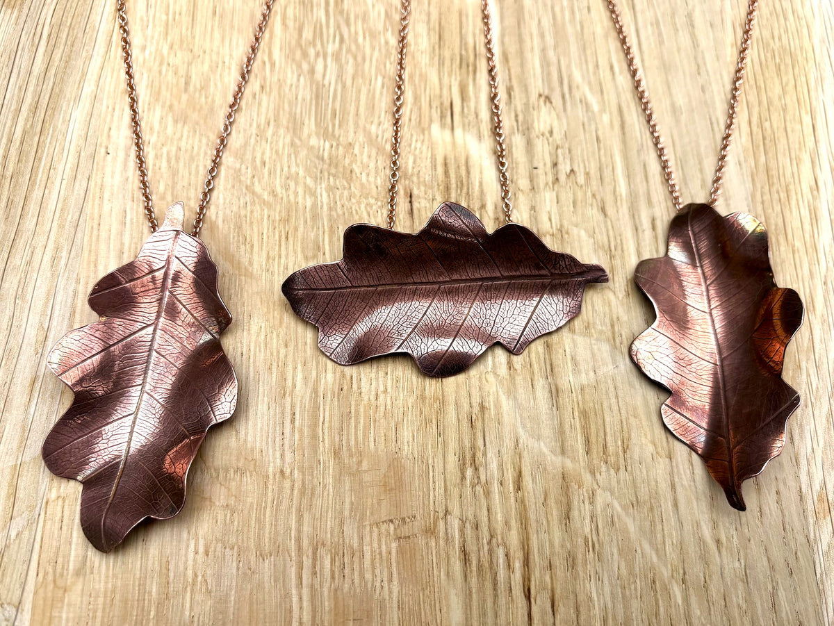 Copper Oak Leaf Statement Necklace – wear 3 ways