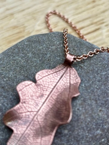 Little Copper Oak Leaf Necklace