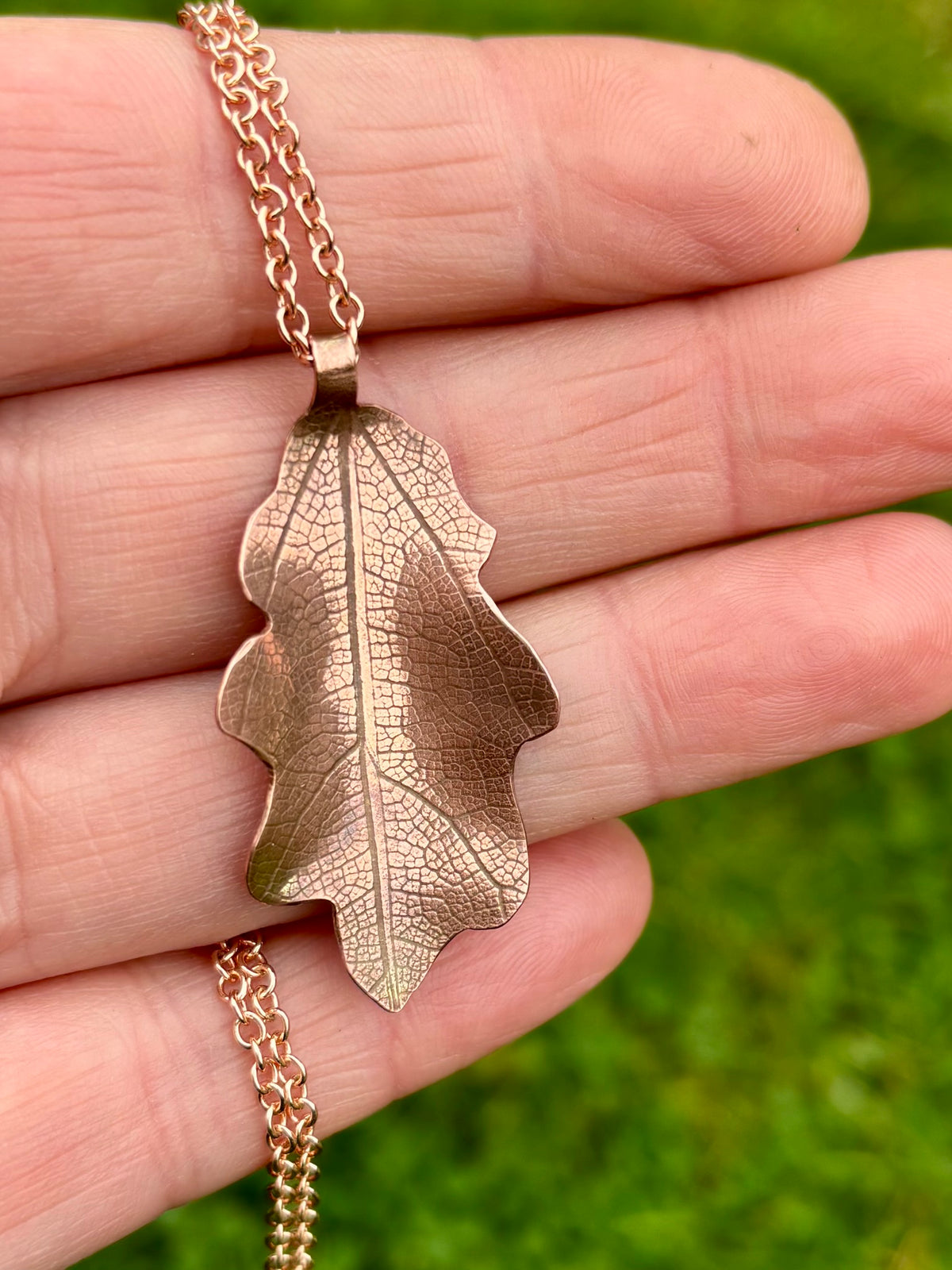 Little Copper Oak Leaf Necklace