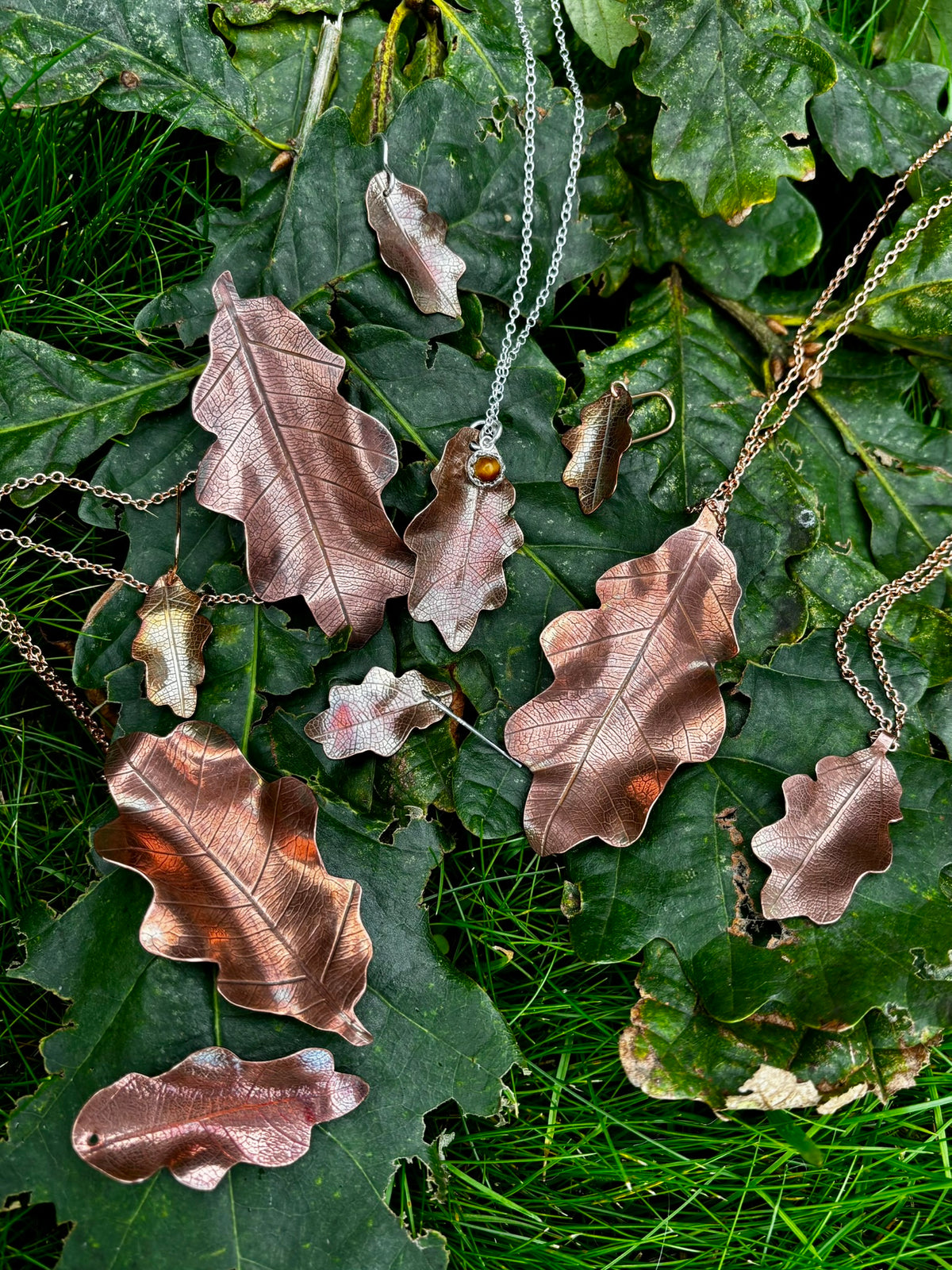 Copper Oak Leaf Statement Necklace – wear 3 ways