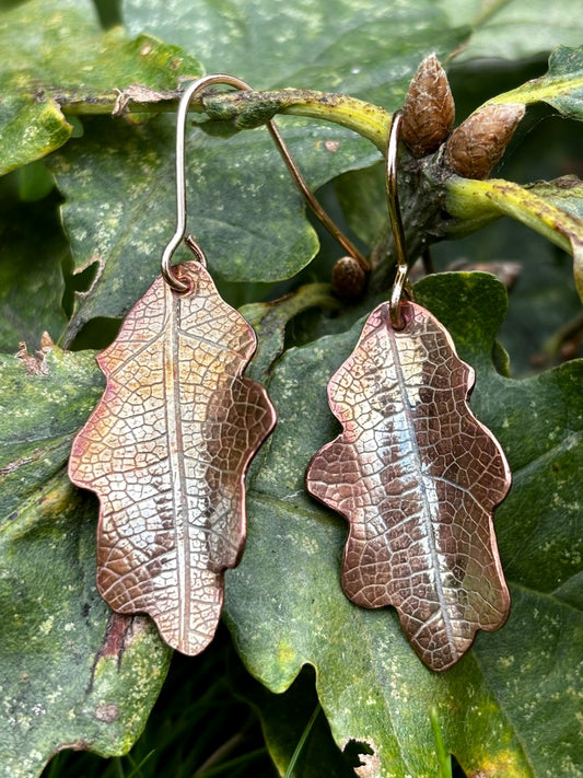 Copper Oak Leaf Earrings