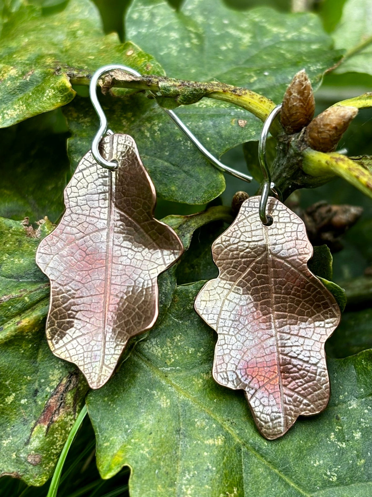 Copper Oak Leaf Earrings