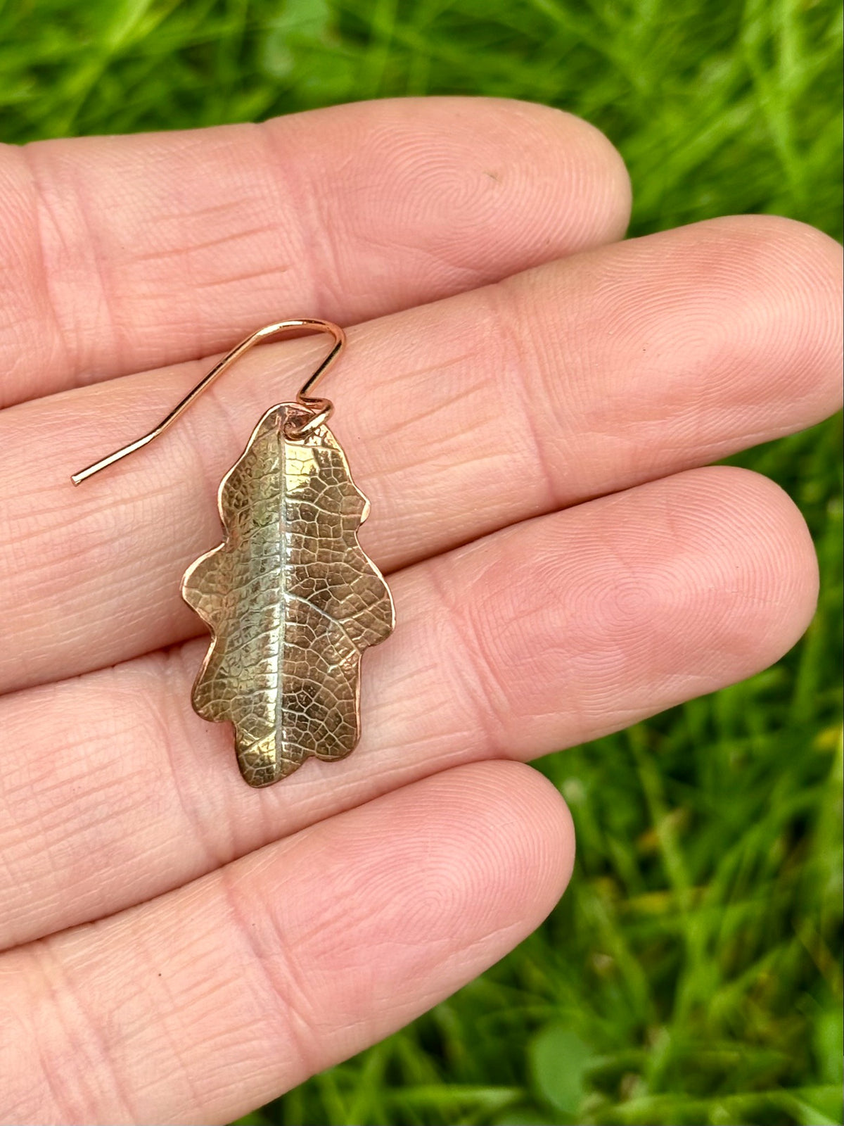 Copper Oak Leaf Earrings
