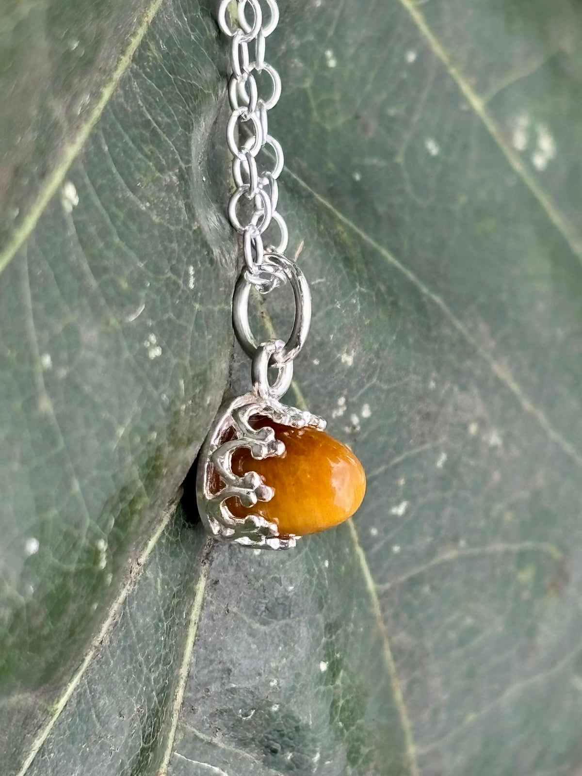 Copper Oak Leaf & Gemstone Acorn Necklace – wear 3 ways