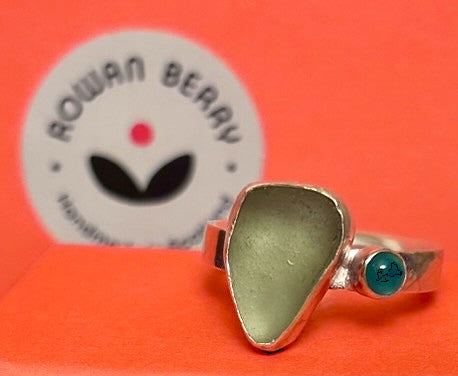 Sea glass and gemstone ring