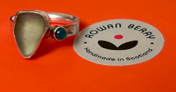 Sea glass and gemstone ring