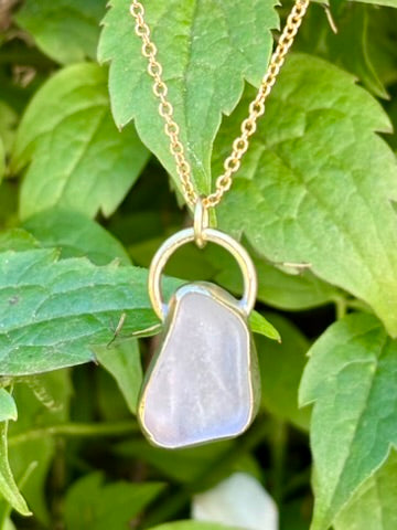 Brass encased sea glass necklace
