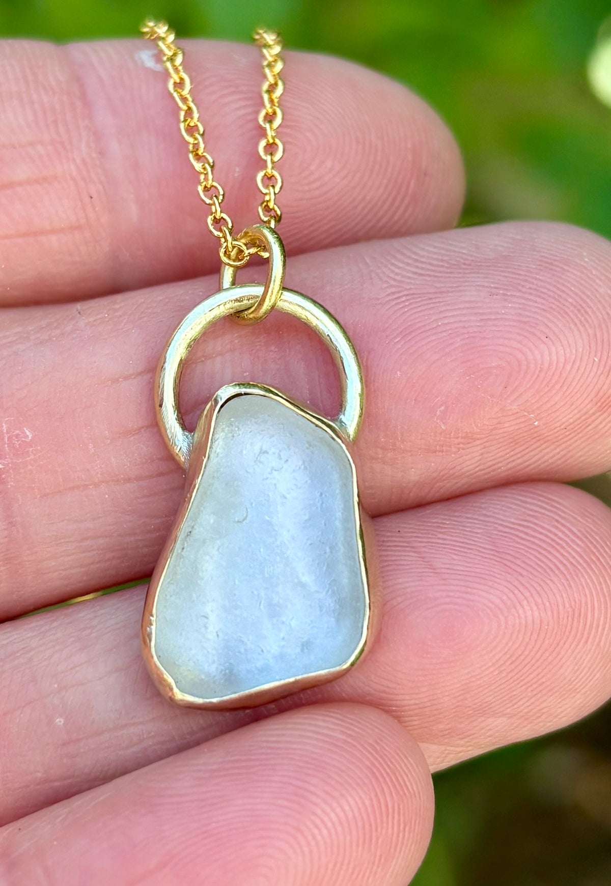Brass encased sea glass necklace