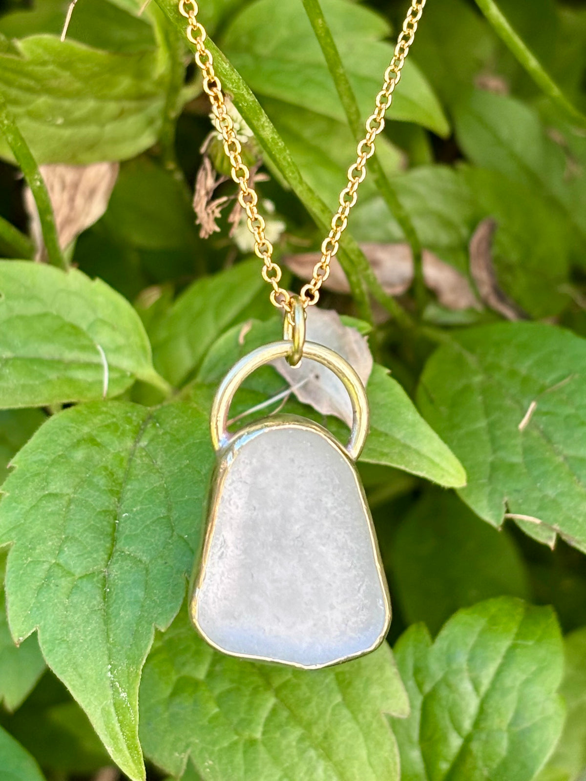 Brass encased sea glass necklace